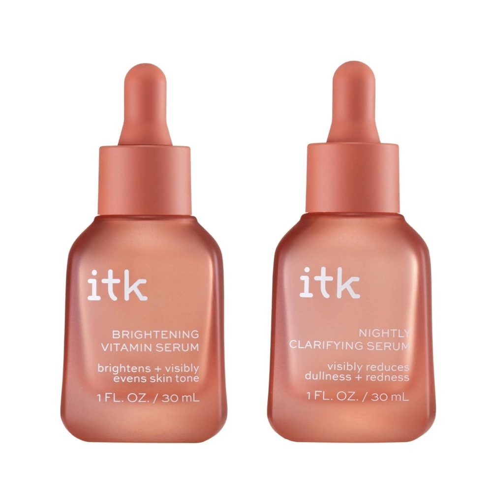 itk 2-Part Face Serum Set: Brightening Vitamin C + Nightly Clarifying Serum
